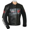 HONDA Racing Black Leather Motorcycle Jacket